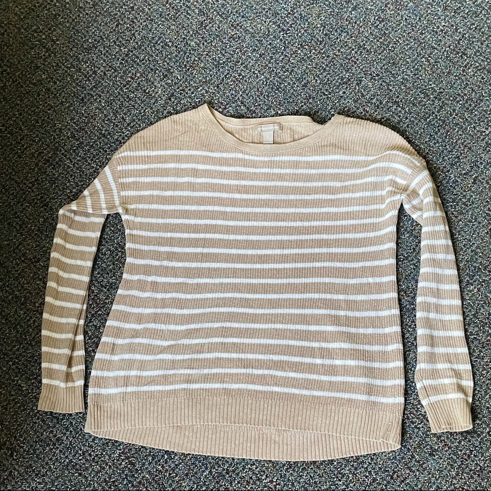 Tan/white striped sweater